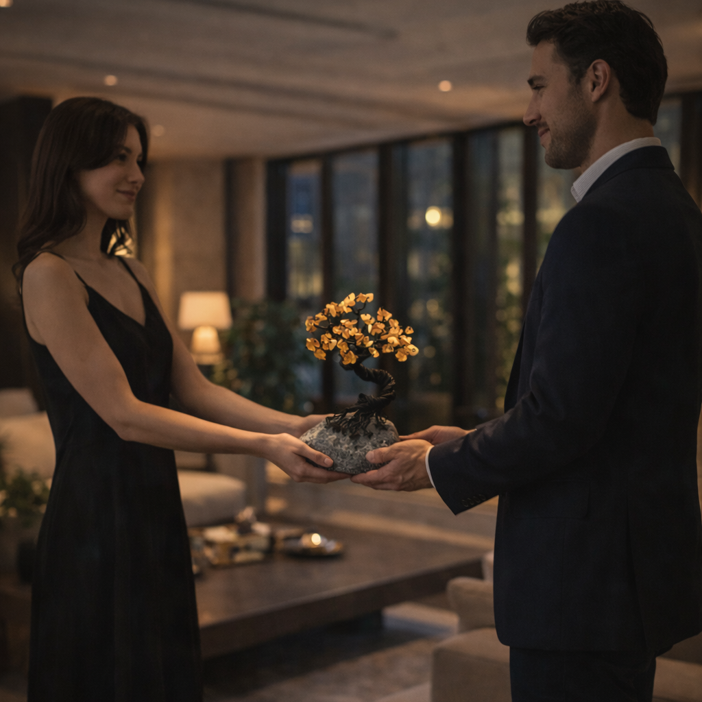 handmade amber gemstone tree luxury gift and home decor