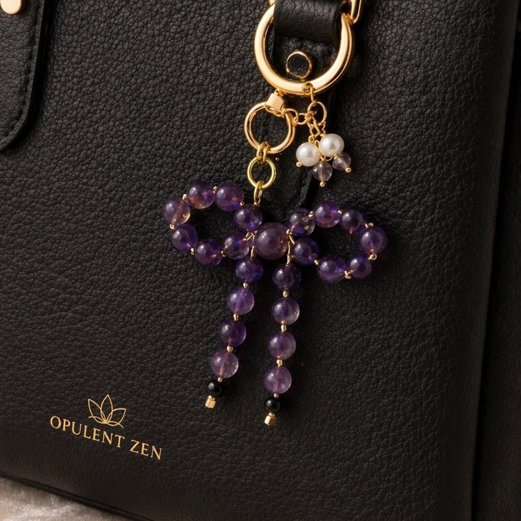 amethyst gemstone gift set with pearl charm calming protection crystal gift