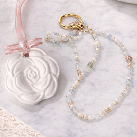 luxury gemstone bag charm moonstone pearls feminine energy gift