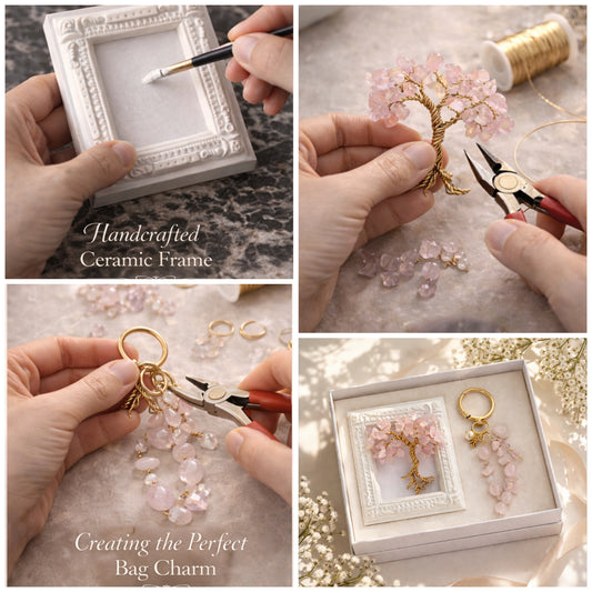 Handcrafted Ceramic Frame, Handcrafted Crystal Tree, Creating the Perfect Bag Charm