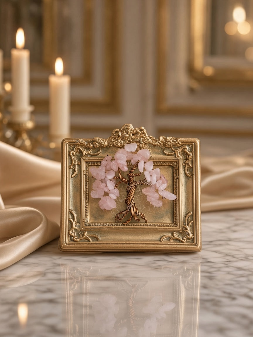 Mini Rose Quartz Crystal Tree of Life handmade by SIVONA