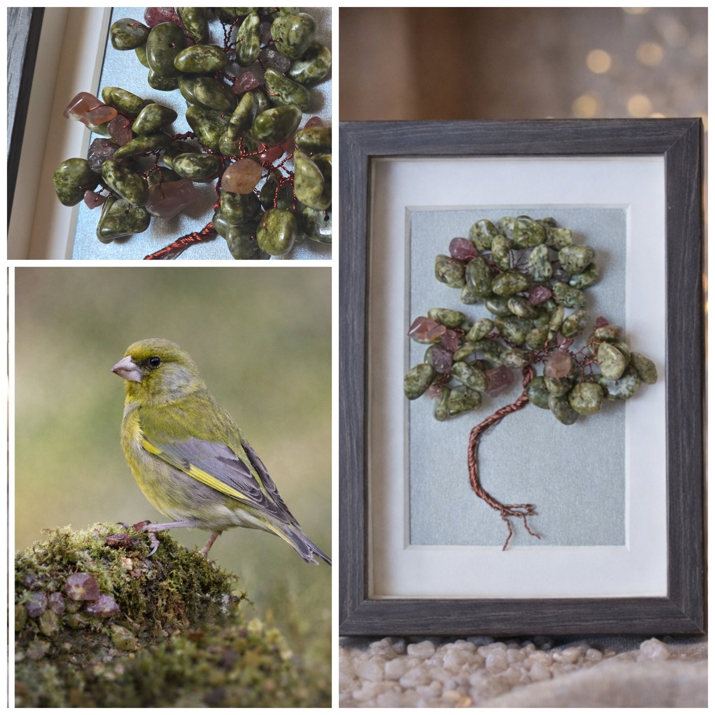 Green agate crystal tree of life, Unique handmade git