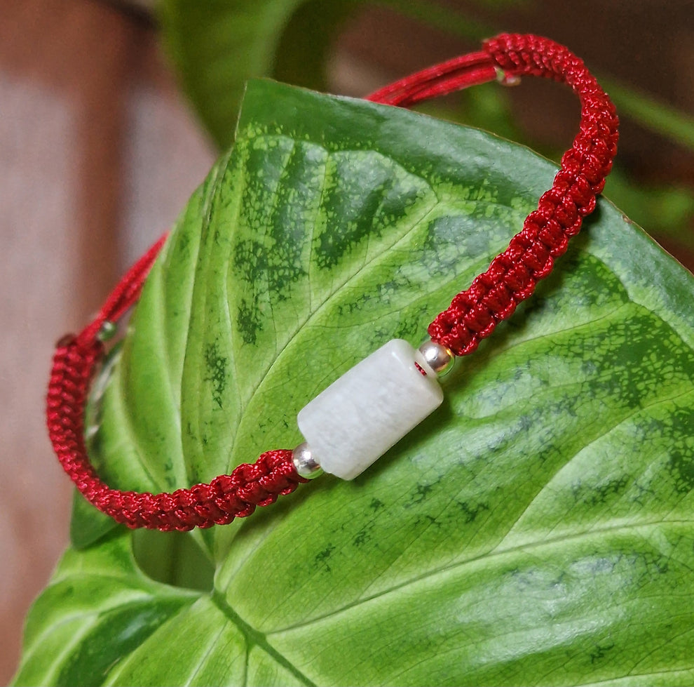 Red string moonstone bracelet with 925 sterling silver for protection, luck and manifestation