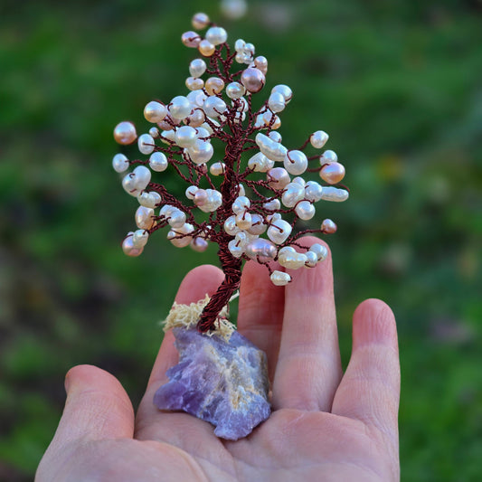 Handcrafted pearl tree with natural pearls and delicate artisan details

