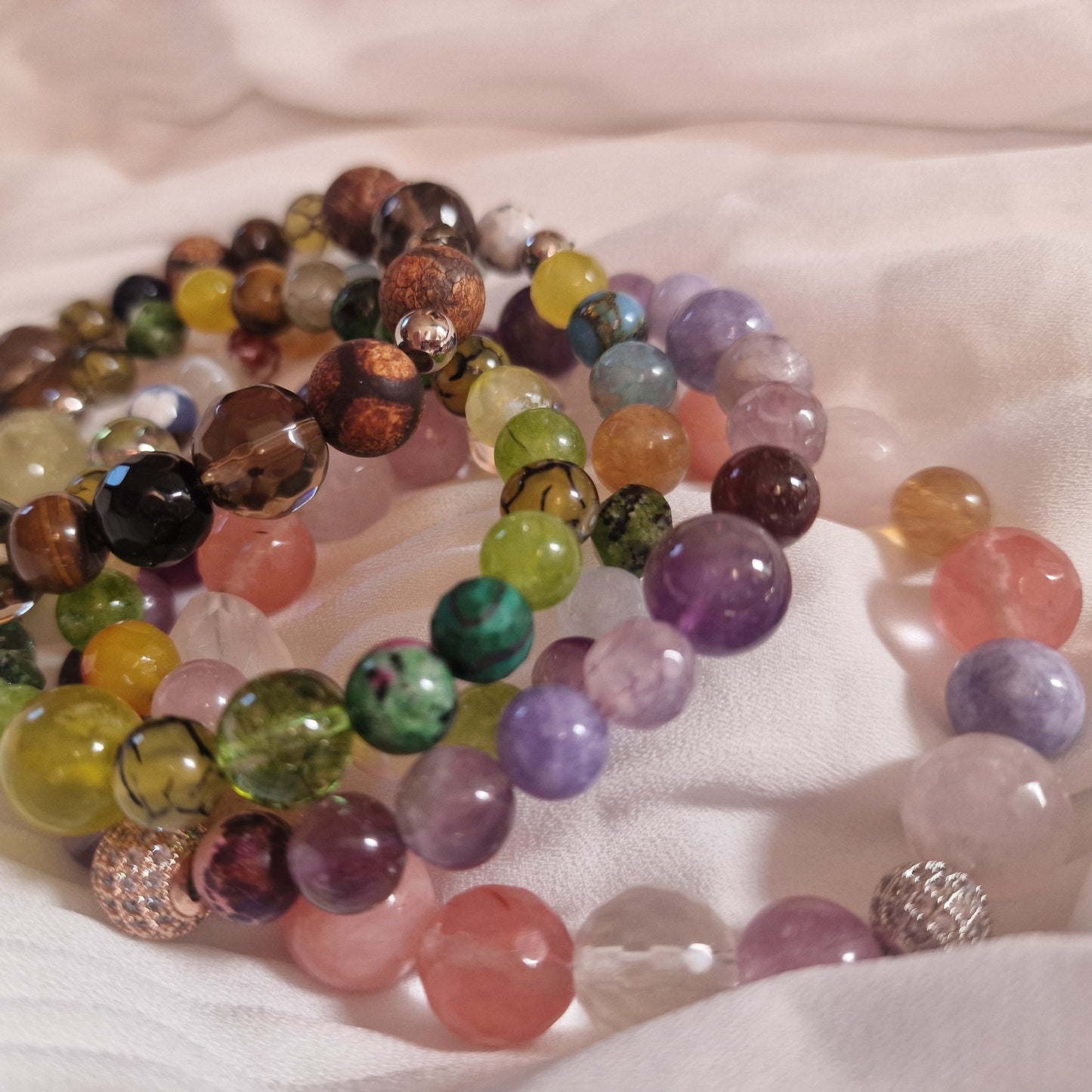 Bohemian Crystal Bracelet Stack – High Vibration Energy Stones for Positivity