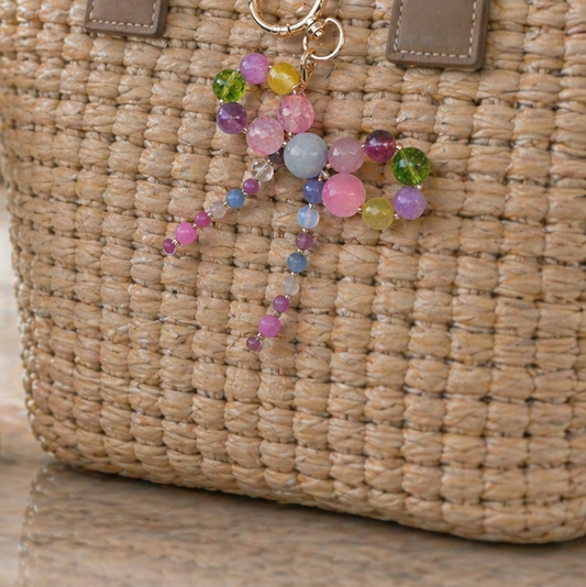 aesthetic beaded bag charm colorful crystals