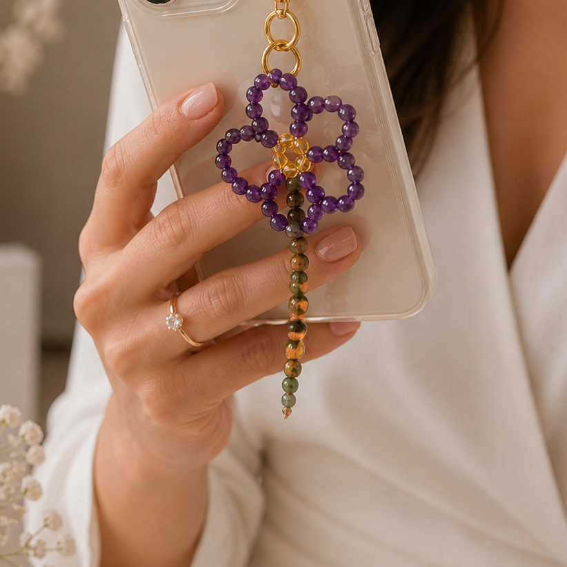 amethyst charm for bag or phone calming crystal gift for her spiritual protection