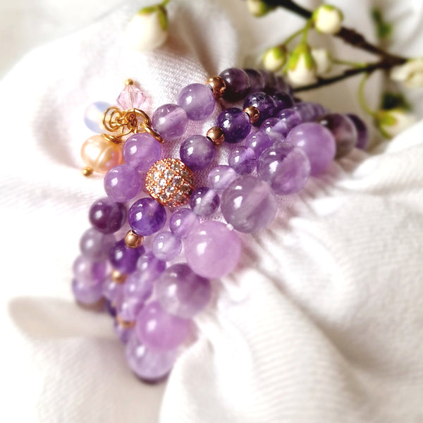 Amethyst Bracelet Set – Handmade Natural Gemstone Bracelets for Calm, Protection & Balance