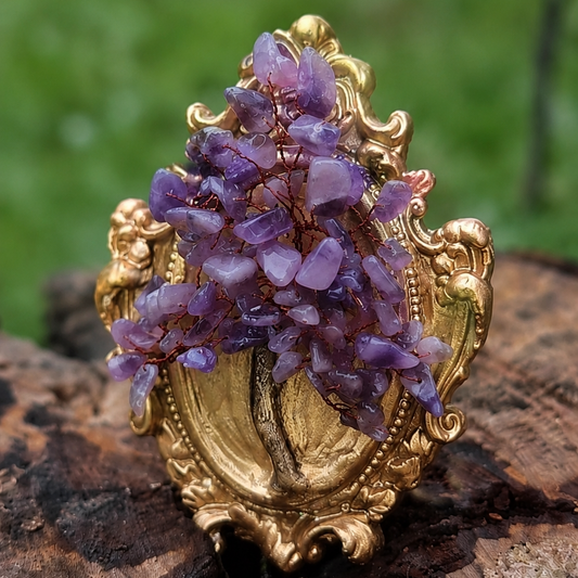 Amethyst Petite Crystal Tree in Hand-Painted Ceramic Frame