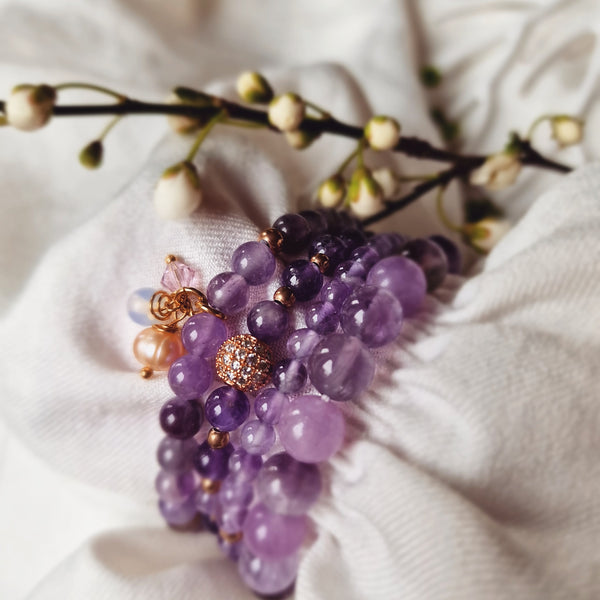 Amethyst bracelet set handmade natural gemstone bracelets