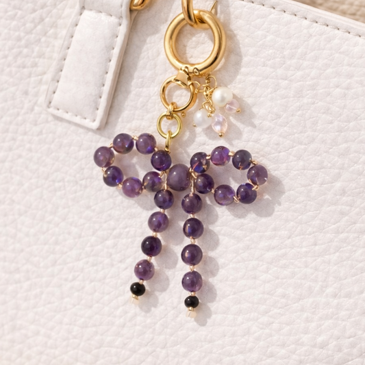 amethyst bag charm gemstone luxury accessory