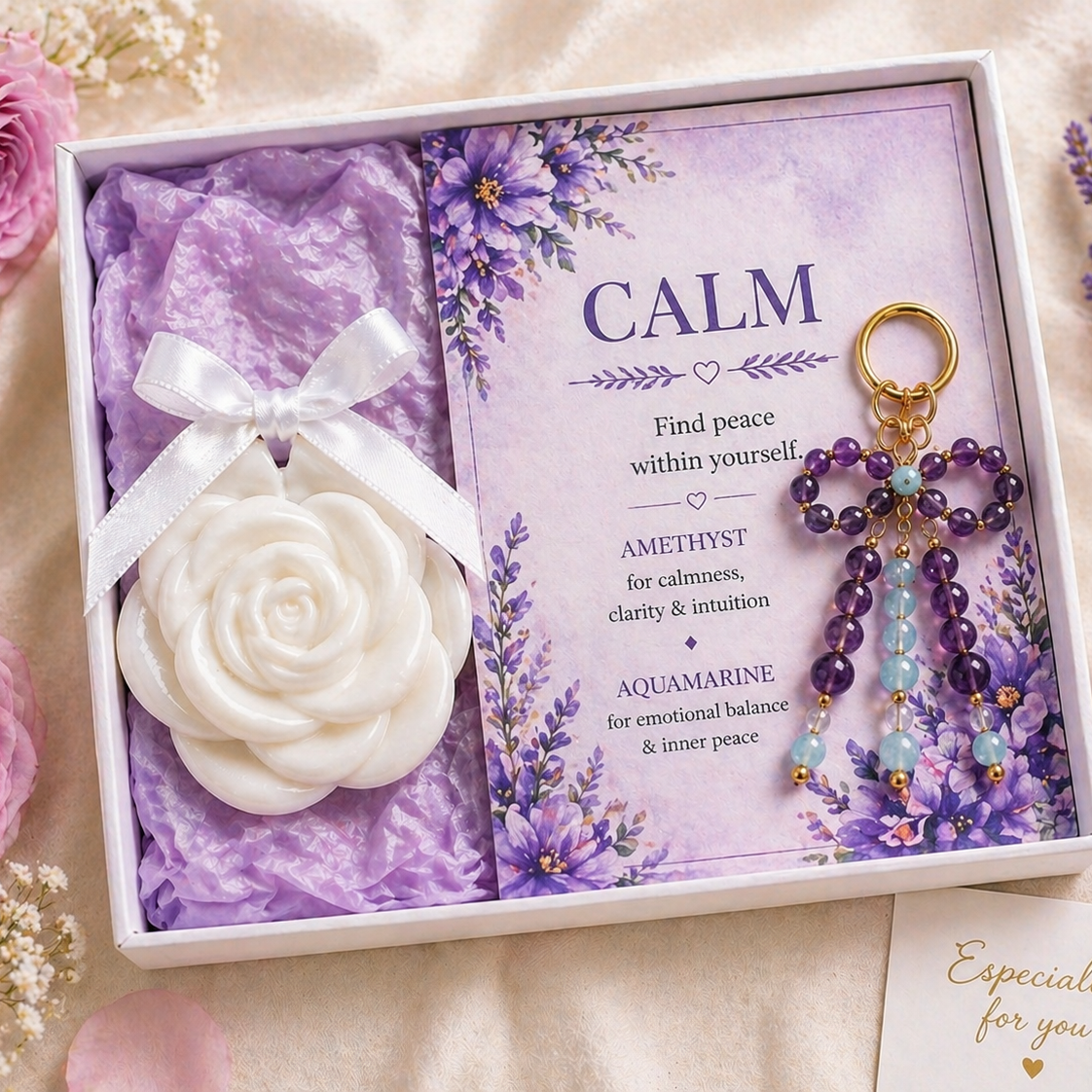 amethyst crystal gift set for her calm healing gift box