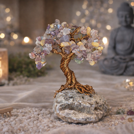 calm and harmony crystal tree with rose quartz moonstone amethyst clear quartz agate