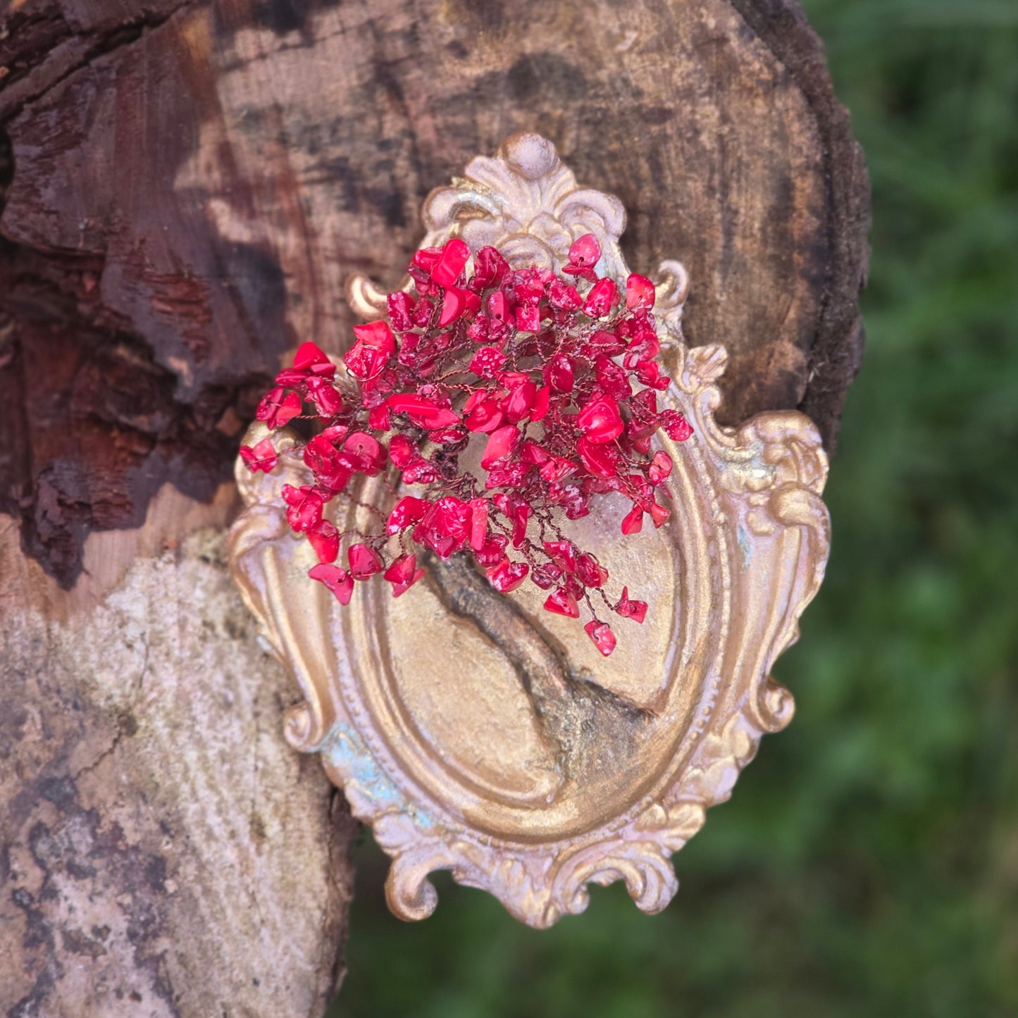 Coral crystal Tree of Life wall decor for love and protection