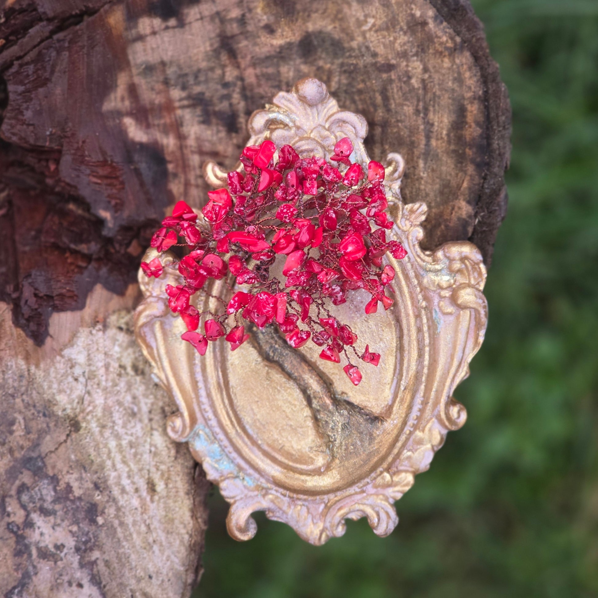 Coral crystal Tree of Life wall decor for love and protection