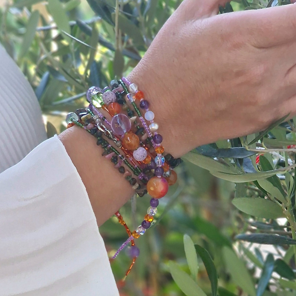 Colorful layered gemstone necklace handmade jewelry