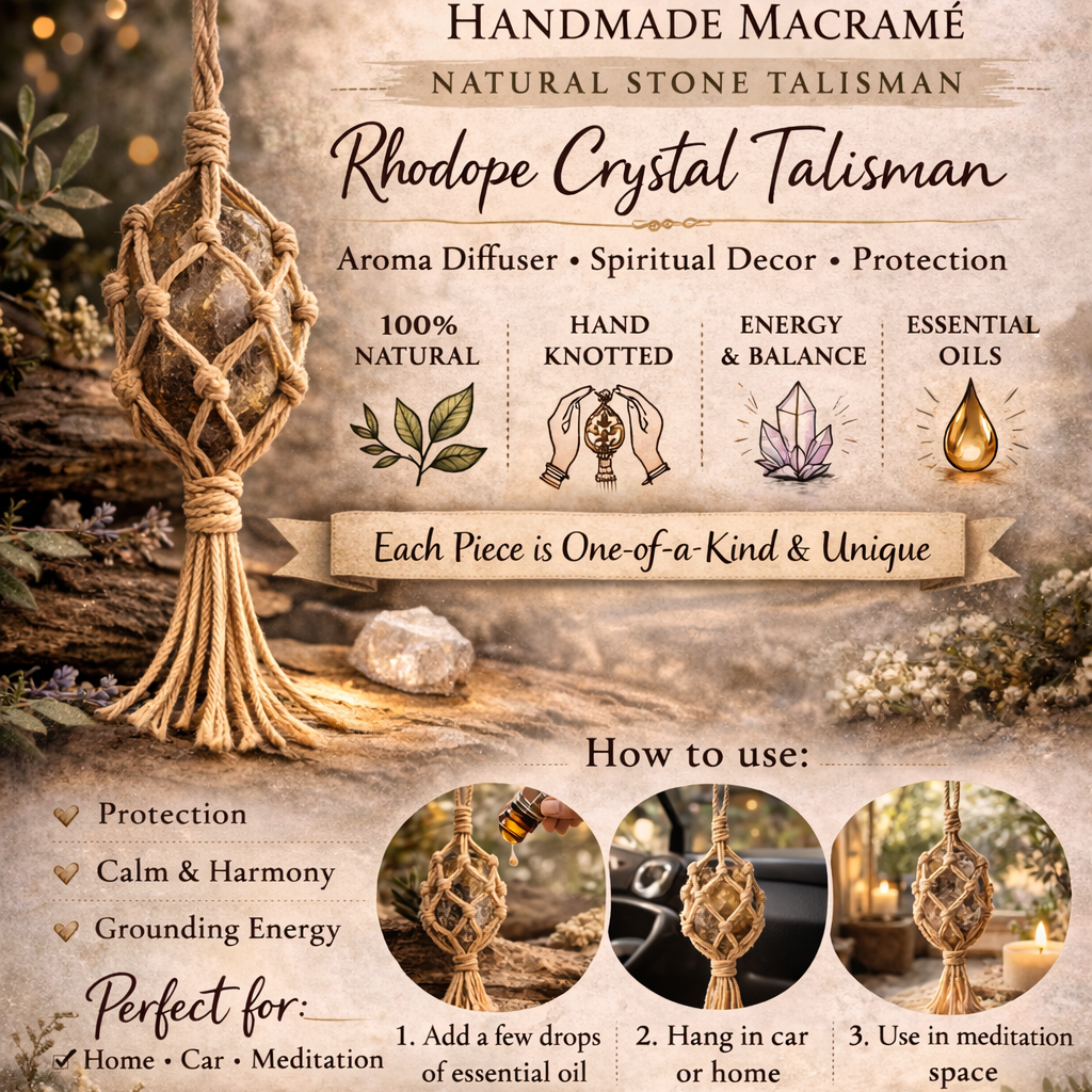 handmade crystal talisman diffuser macrame spiritual decor