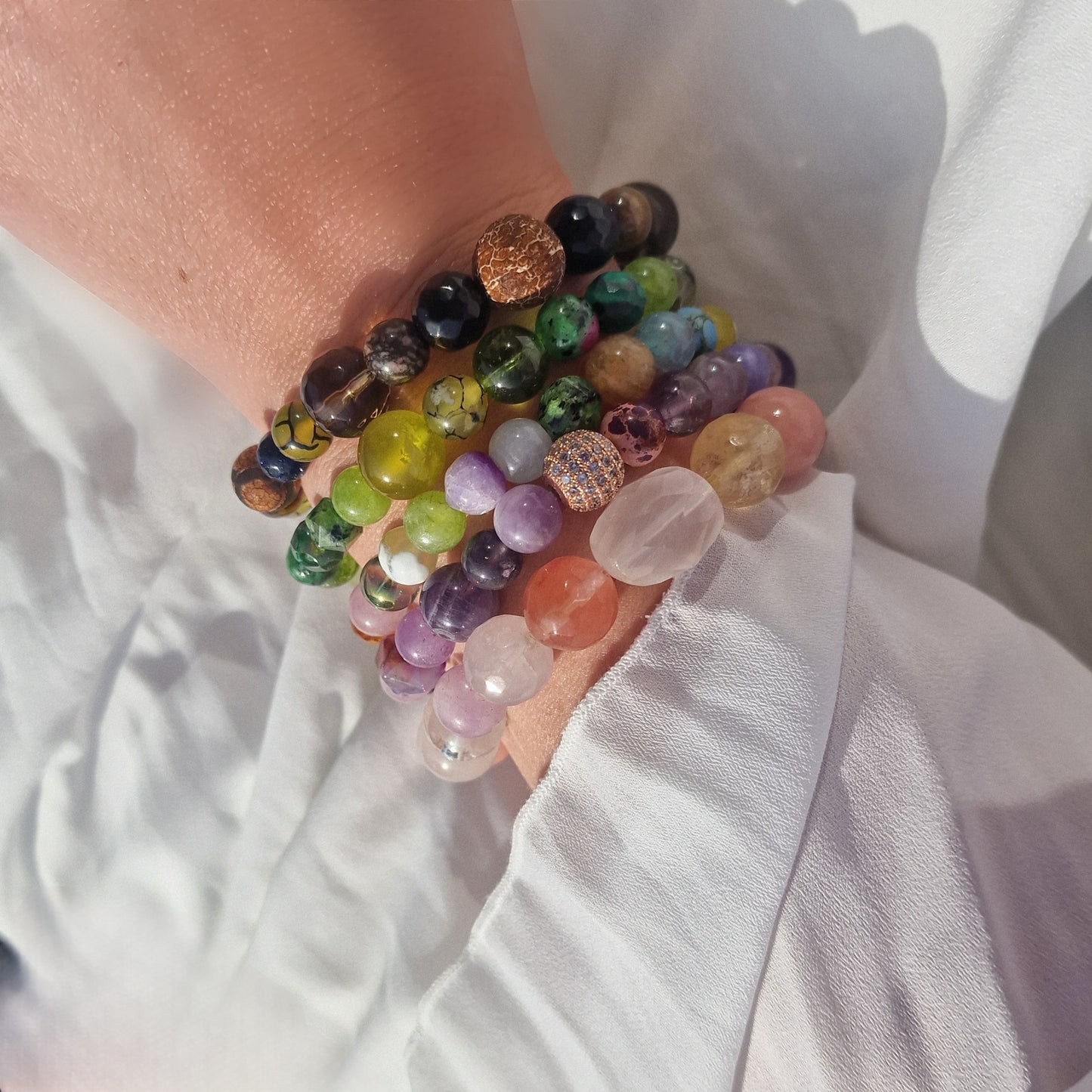 Unique Crystal Jewelry Set – Natural Gemstone Bracelets for Balance & Inner Peace