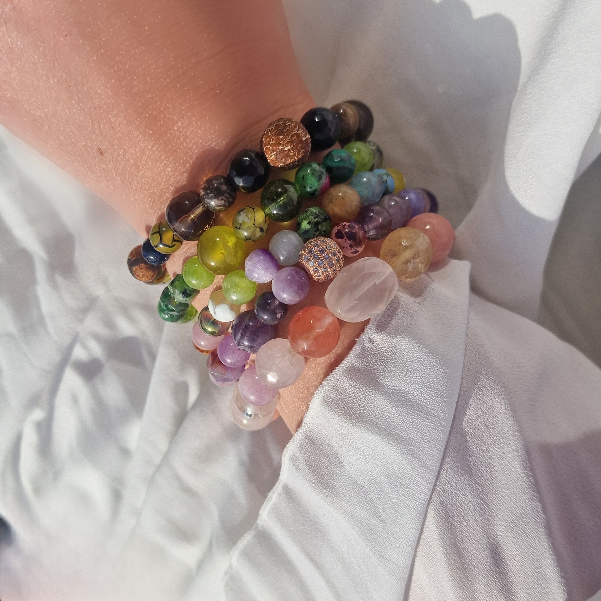 Unique Crystal Jewelry Set – Natural Gemstone Bracelets for Balance & Inner Peace