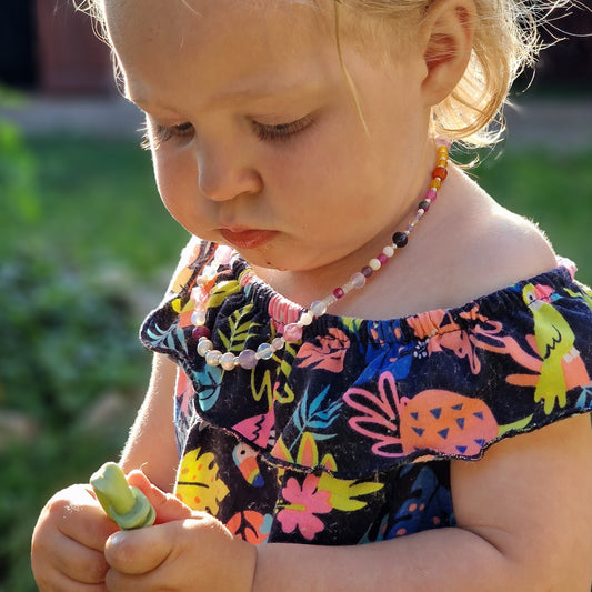 Crystal necklace gift set for girl with ceramic rose, unique jewelry gift for daughter