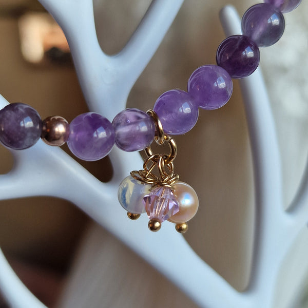 Healing amethyst crystal jewelry set in luxury gift box