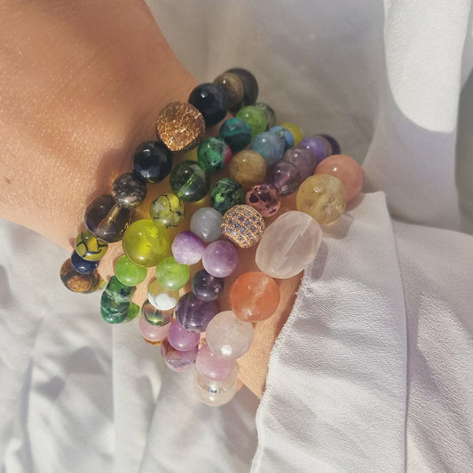 Set of 5 Healing Crystal Bracelets – Citrine, Amethyst, Rose Quartz & Rare Gemstones