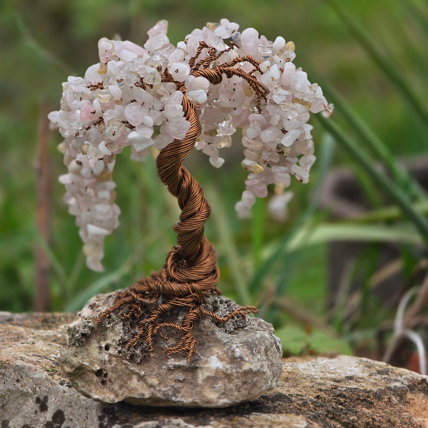 rose quartz crystal tree of life luxury gift and handmade decor