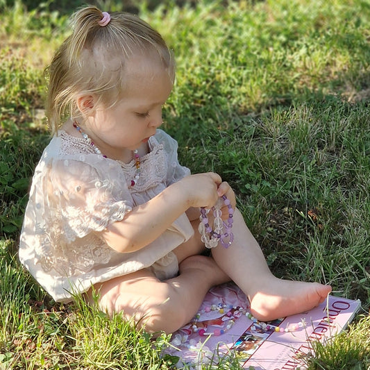 Handmade gemstone necklace for girls with pearls and crystals, birthday gift for girl
