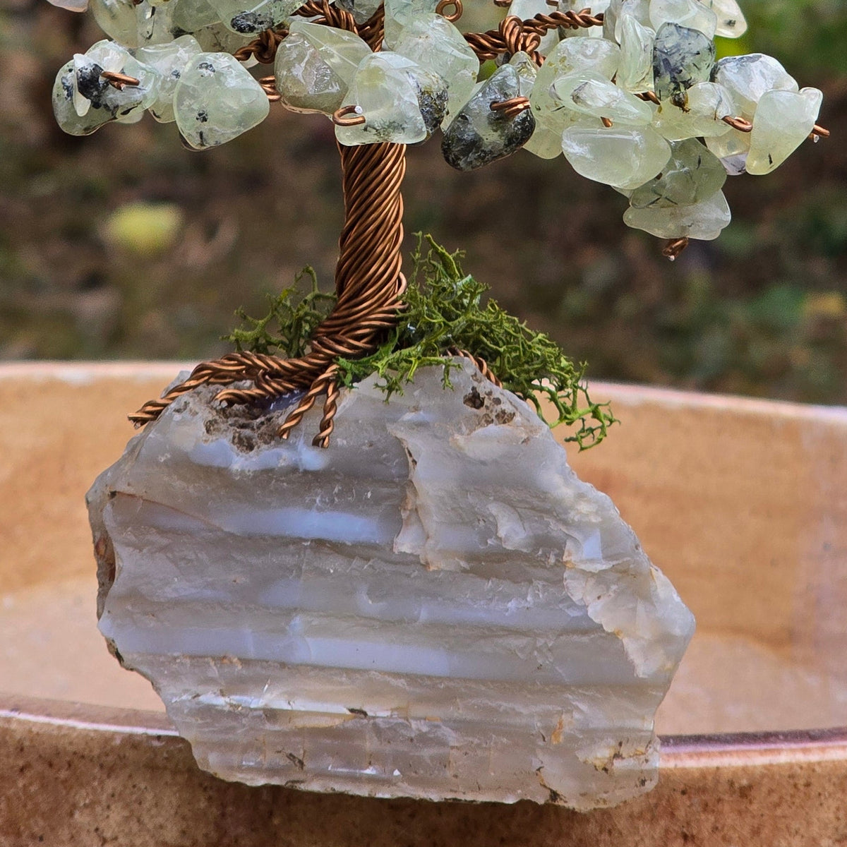 Prehnite with Epidote Tree of Life handmade gemstone home decor