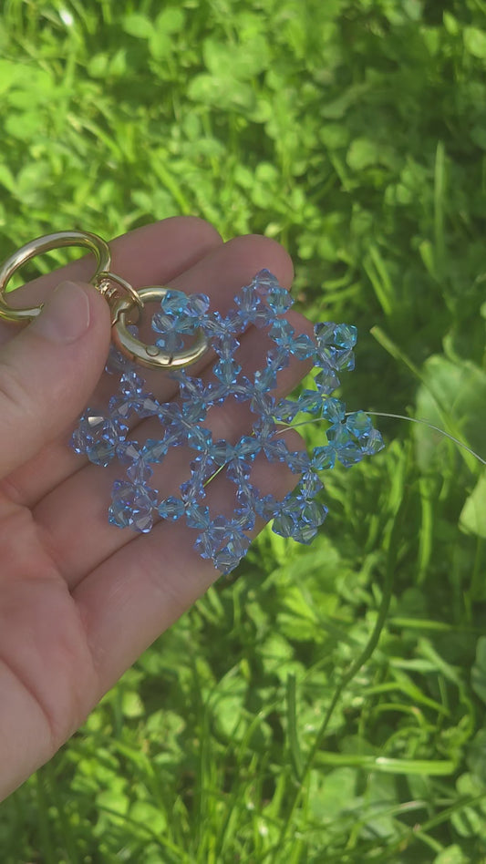 Luxury Austrian Crystal Snowflake Bag Charm, Handmade Crystal Keychain, Elegant Purse Charm, Designer Ornament by Sivona, Gift for Her