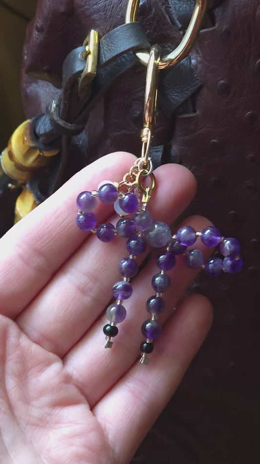 Amethyst Crystal Gift Set for Her – Luxury Handmade Tree of Life Card & Spiritual Protection Bag Charm