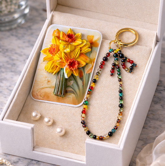 protection crystal gift set with gemstone bag charm and ceramic aromatherapy card