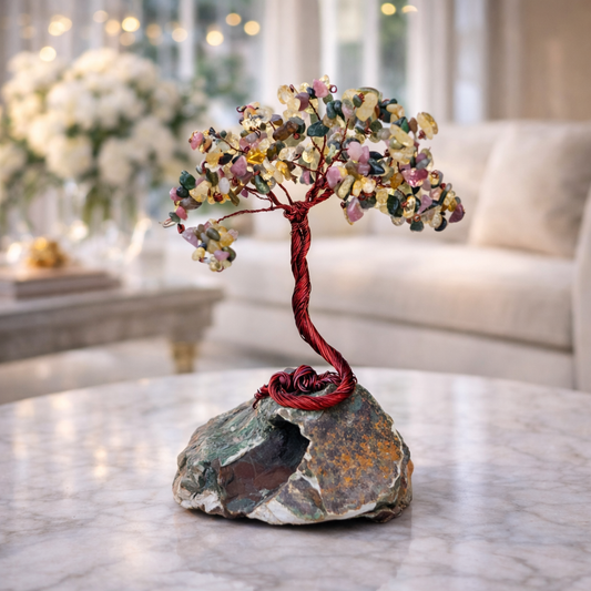 handmade tourmaline & citrine tree life gemstone decor