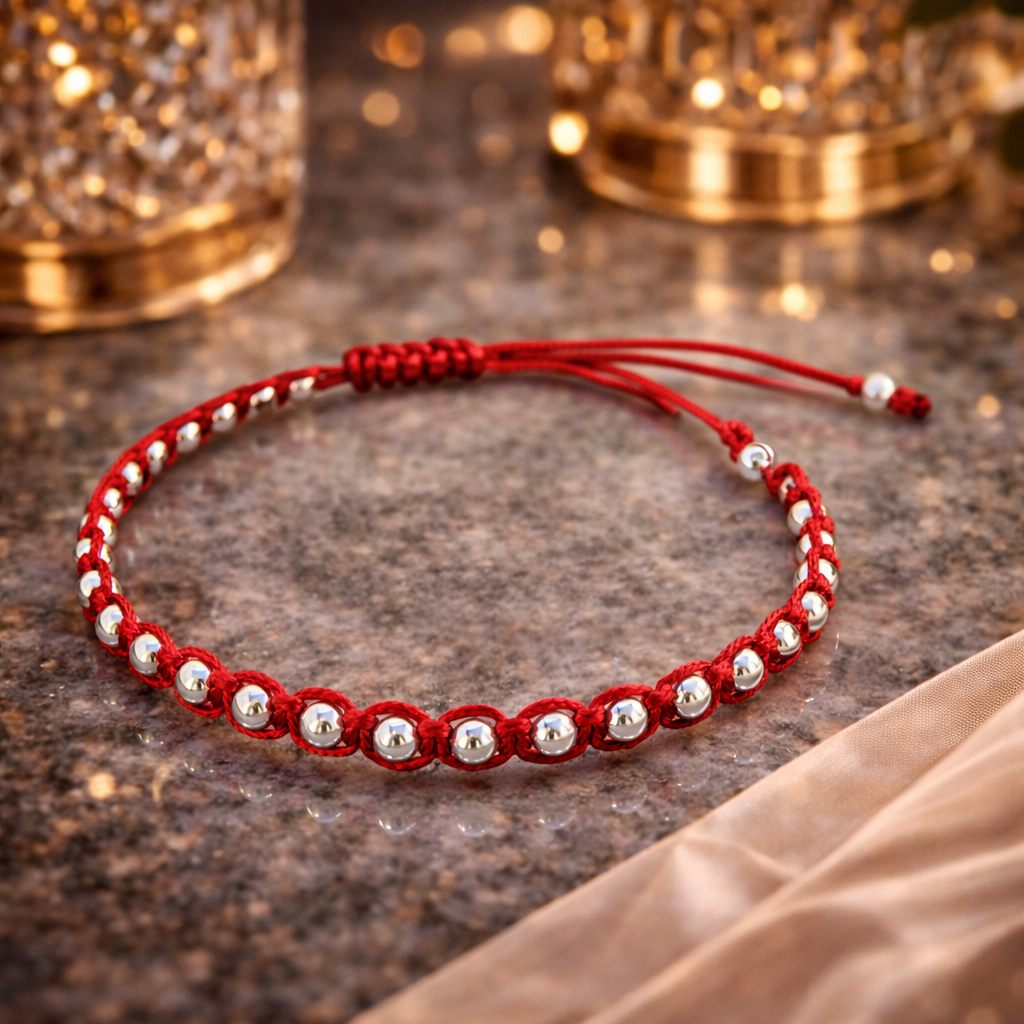 red string protection bracelet sterling silver