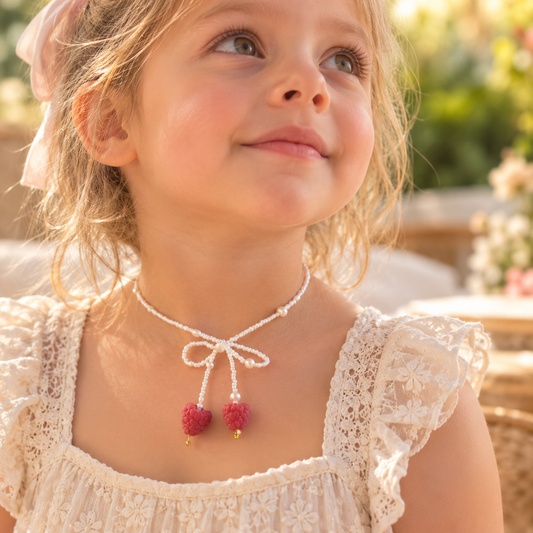 Raspberry pearl necklace for girls with natural pearls handmade by SIVONA