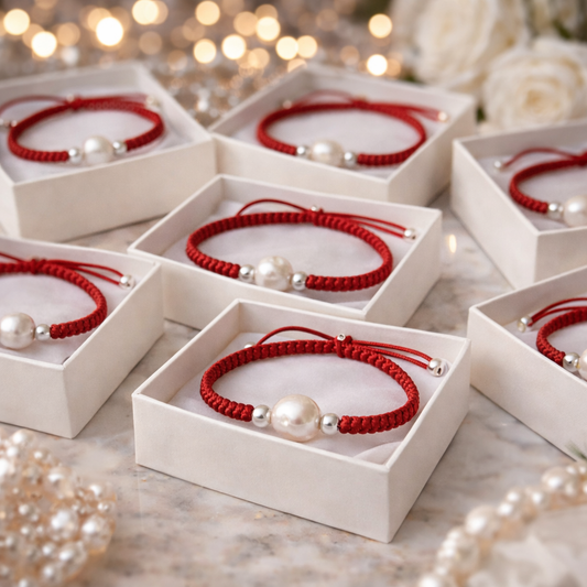 Handmade red string bracelet with natural pearl and 925 silver, protection amulet jewelry