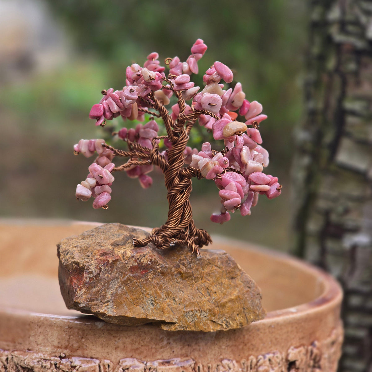 Rhodonite Crystal Tree of Life handcrafted by SIVONA