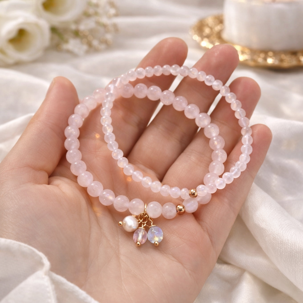 rose quartz love bracelet for women