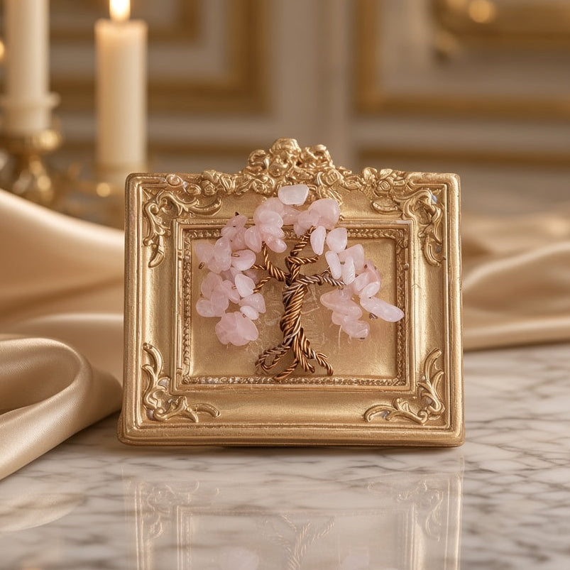 Rose Quartz Tree of Life – handmade gemstone art and romantic gift