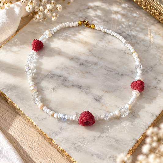 Three raspberry pearl necklace handmade by SIVONA