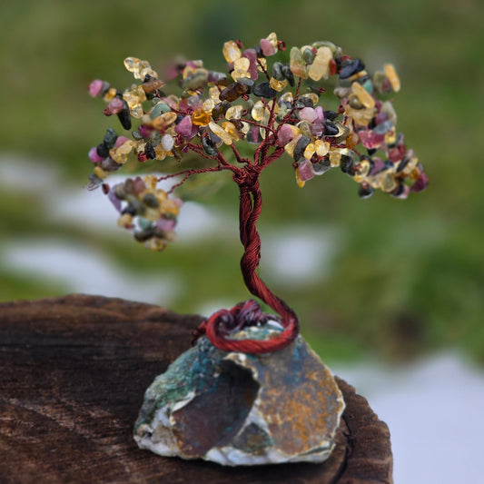 tourmaline and citrine crystal tree for protection and abundance